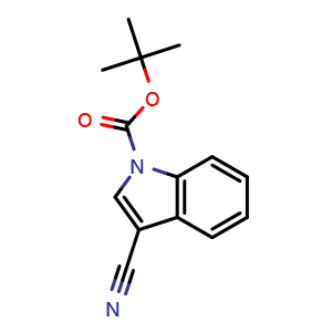 Chemical structure of tert-Butyl 3-cyano-1H-indole-1-carboxylate , CAS 908244-43-9, AChemBlock U107785
