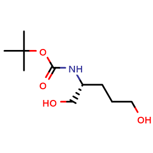 Chemical structure of (R)-tert-Butyl 1,5-dihydroxypentan-2-ylcarbamate , CAS 397246-12-7, AChemBlock U107791