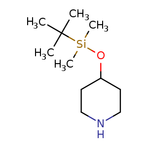 Chemical structure of 4-(tert-Butyldimethylsilyloxy)piperidine , CAS 97231-91-9, AChemBlock U107793