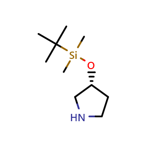 Chemical structure of (R)-3-(tert-Butyldimethylsilyloxy) pyrrolidine , CAS 159330-31-1, AChemBlock U107796