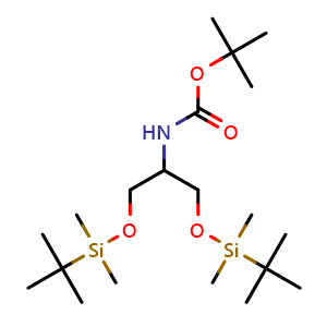 Chemical structure of tert-Butyl 2,2,3,3,9,9,10,10-octamethyl-4,8-dioxa-3,9-disilaundecan-6-ylcarbamate , CAS 1951440-94-0, AChemBlock U107814
