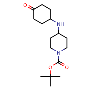 Chemical structure of tert-Butyl 4-(4-oxocyclohexylamino)piperidine-1-carboxylate , CAS 1824027-15-7, AChemBlock U107815