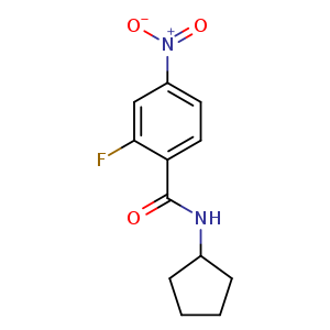 Chemical structure of N-Cyclopentyl-2-fluoro-4-nitrobenzamide , CAS 1379168-33-8, AChemBlock U107828
