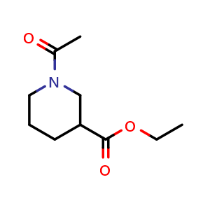 Chemical structure of Ethyl 1-acetylpiperidine-3-carboxylate , CAS 2637-75-4, AChemBlock U107844