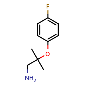 Chemical structure of 2-(4-Fluorophenoxy)-2-methylpropan-1-amine , CAS 1082423-80-0, AChemBlock U107861