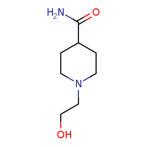 Chemical structure of 1-(2-Hydroxyethyl)piperidine-4-carboxamide , CAS 62124-30-5, AChemBlock U107863