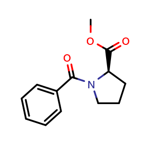Chemical structure of (R)-Methyl 1-benzoylpyrrolidine-2-carboxylate , CAS 1046767-91-2, AChemBlock U107876