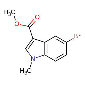 Chemical structure of Methyl 5-bromo-1-methyl-1H-indole-3-carboxylate , CAS 890095-50-8, AChemBlock U107883