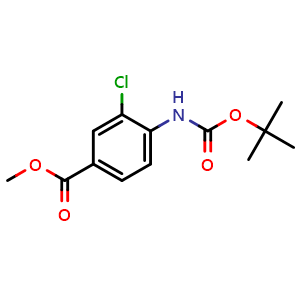 Chemical structure of Methyl 4-(tert-butoxycarbonylamino)-3-chlorobenzoate , CAS 1260650-61-0, AChemBlock U107886