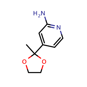 Chemical structure of 4-(2-Methyl-1,3-dioxolan-2-yl)pyridin-2-amine , CAS 80882-44-6, AChemBlock U107892