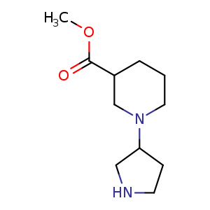 Chemical structure of Methyl 1-(pyrrolidin-3-yl)piperidine-3-carboxylate , CAS 903094-48-4, AChemBlock U107898