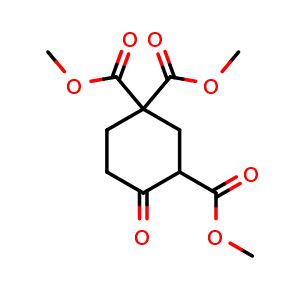 Chemical structure of Trimethyl 4-oxocyclohexane-1,1,3-tricarboxylate , CAS 80269-67-6, AChemBlock U107911