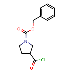 Chemical structure of Benzyl 3-(chlorocarbonyl)pyrrolidine-1-carboxylate , CAS 1823237-17-7, AChemBlock U107927
