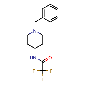 Chemical structure of N-(1-Benzylpiperidin-4-yl)-2,2,2-trifluoroacetamide , CAS 97181-50-5, AChemBlock U107932