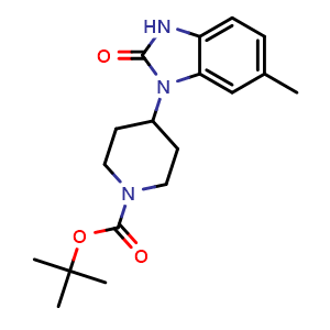 Chemical structure of tert-Butyl 4-(6-methyl-2-oxo-2,3-dihydro-1H-benzo[d]imidazol-1-yl)piperidine-1-carboxylate , CAS 950772-99-3, AChemBlock U107975