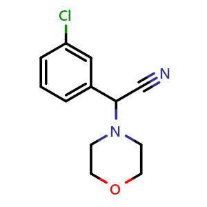 Chemical structure of 2-(3-Chlorophenyl)-2-morpholinoacetonitrile , CAS 66548-90-1, AChemBlock U107986