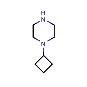 Chemical structure of 1-Cyclobutylpiperazine , CAS 132800-13-6, AChemBlock U107991