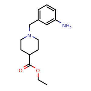 Chemical structure of Ethyl 1-(3-aminobenzyl)piperidine-4-carboxylate , CAS 306937-22-4, AChemBlock U108008