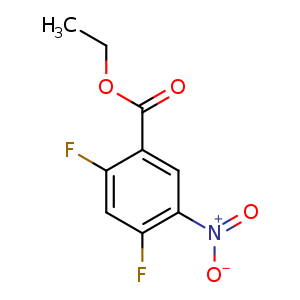 Chemical structure of Ethyl 2,4-difluoro-5-nitrobenzoate , CAS 179011-37-1, AChemBlock U108022