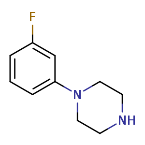 Chemical structure of 1-(3-Fluorophenyl)piperazine , CAS 3801-89-6, AChemBlock U108040