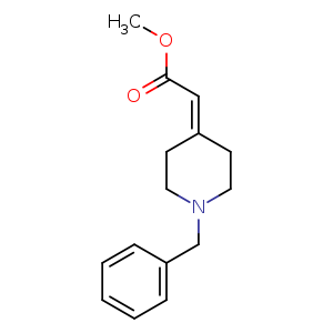 Chemical structure of Methyl 2-(1-benzylpiperidin-4-ylidene) acetate , CAS 206558-34-1, AChemBlock U108052