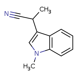 Chemical structure of 2-(1-Methyl-1H-indol-3-yl)propanenitrile , CAS 176688-64-5, AChemBlock U108058