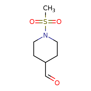 Chemical structure of 1-(Methylsulfonyl)piperidine-4-carbaldehyde , CAS 241134-35-0, AChemBlock U108072