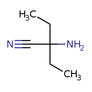 Chemical structure of 2-Amino-2-ethylbutanenitrile , CAS 22374-51-2, AChemBlock U108084