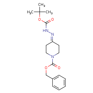 Chemical structure of Benzyl 4-(2-(tert-butoxycarbonyl) hydrazono)piperidine-1-carboxylate , CAS 863560-00-3, AChemBlock U108090