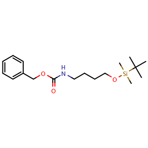 Chemical structure of Benzyl 4-(tert-butyldimethylsilyloxy) butylcarbamate , CAS 1203455-29-1, AChemBlock U108092
