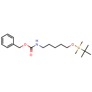 Chemical structure of Benzyl 5-(tert-butyldimethylsilyloxy)pentylcarbamate , CAS 699020-11-6, AChemBlock U108093