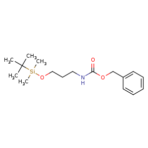 Chemical structure of Benzyl 3-(tert-butyldimethylsilyloxy) propylcarbamate , CAS 189130-78-7, AChemBlock U108094