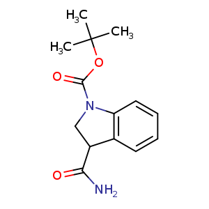 Chemical structure of tert-Butyl 3-carbamoylindoline-1-carboxylate , CAS 1824025-90-2, AChemBlock U108128