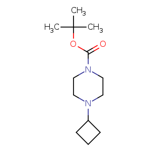 Chemical structure of tert-Butyl 4-cyclobutylpiperazine-1-carboxylate , CAS 485798-62-7, AChemBlock U108130