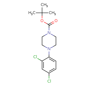 Chemical structure of tert-Butyl 4-(2,4-dichlorophenyl)piperazine-1-carboxylate , CAS 1121599-74-3, AChemBlock U108132