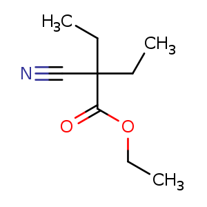 Chemical structure of Ethyl 2-cyano-2-ethylbutanoate , CAS 1619-56-3, AChemBlock U108172