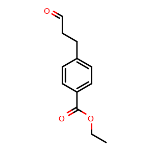 Chemical structure of Ethyl 4-(3-oxopropyl)benzoate , CAS 151864-81-2, AChemBlock U108179