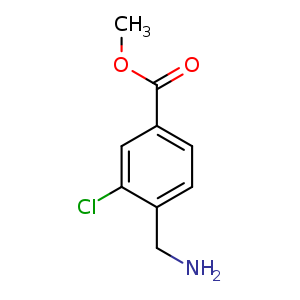 Chemical structure of Methyl 4-(aminomethyl)-3-chlorobenzoate , CAS 940062-11-3, AChemBlock U108194