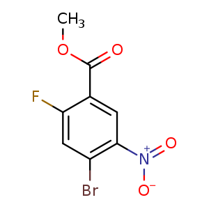 Chemical structure of Methyl 4-bromo-2-fluoro-5-nitrobenzoate , CAS 1153285-35-8, AChemBlock U108198