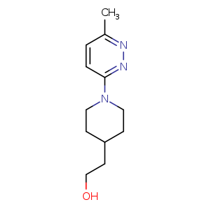 Chemical structure of 2-(1-(6-Methylpyridazin-3-yl)piperidin-4-yl)ethanol , CAS 124438-51-3, AChemBlock U108225