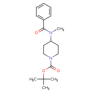 Chemical structure of tert-Butyl 4-(N-methylbenzamido)piperidine-1-carboxylate , CAS 1383342-71-9, AChemBlock U108267