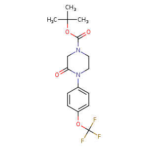 Chemical structure of TERT-BUTYL 3-OXO-4-(4-(TRIFLUOROMETHOXY)PHENYL) PIPERAZINE-1-CARBOXYLATE , CAS 2089649-38-5, AChemBlock U108268