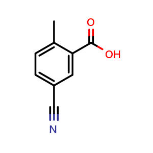 Chemical structure of 5-Cyano-2-methylbenzoic acid , CAS 1975-54-8, AChemBlock U108270