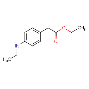 Chemical structure of Ethyl 2-(4-(ethylamino)phenyl)acetate , CAS 39718-92-8, AChemBlock U108280