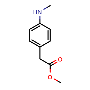 Chemical structure of Methyl 2-(4-(methylamino)phenyl)acetate , CAS 251643-16-0, AChemBlock U108300