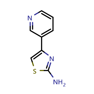Chemical structure of 4-(Pyridin-3-yl)thiazol-2-amine , CAS 30235-27-9, AChemBlock U108306