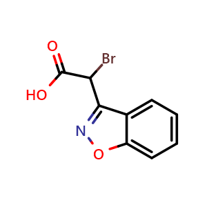 Chemical structure of 2-(Benzo[d]isoxazol-3-yl)-2-bromoacetic acid , CAS 37924-67-7, AChemBlock U108311