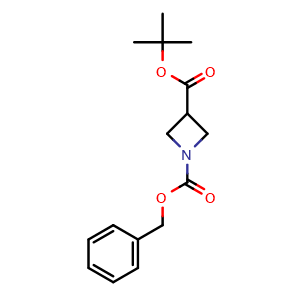 Chemical structure of 1-Benzyl 3-tert-butyl azetidine-1,3-dicarboxylate , CAS 1236144-51-6, AChemBlock U108312