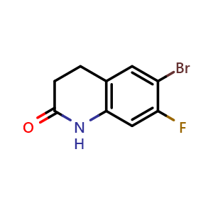 Chemical structure of 6-Bromo-7-fluoro-3,4-dihydroquinolin-2(1H)-one , CAS 1156389-00-2, AChemBlock U108330