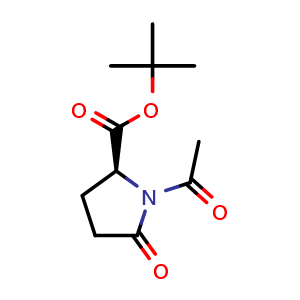 Chemical structure of (S)-tert-Butyl 1-acetyl-5-oxopyrrolidine-2-carboxylate , CAS 591225-64-8, AChemBlock U108337